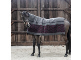 Heavy Fleece rug square fishbone grey/bordeaux 140x120cm