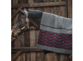 Heavy Fleece rug square fishbone grey/bordeaux 140x120cm