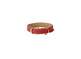 Dog collar soft vegan leather red/beige S 42cm