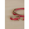 Dog collar soft vegan leather red/beige S 42cm