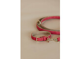 Dog collar soft vegan leather red/beige M 50cm