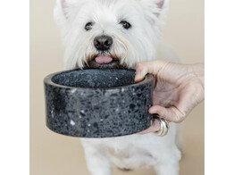 Dog Bowl Terrazzo stone black size L 21 9cm