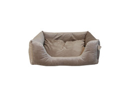 Dog bed velvet beige size M 80x60cm