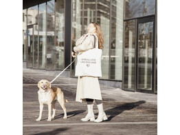 Tote bag  dog hairs  white