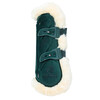 Vegan Sheepskin Tendon Boots bamboo Elastic Velvet dark green L