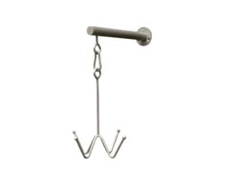 Bridle Hook 4 prong with wall attachment silver