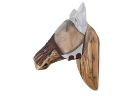 Fly mask classic with ears   nose tassels silver cob