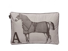 Velvet horse cushion 60x40 Taupe/silver