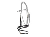 Braided round leather noseband with removable flash Black Cob D