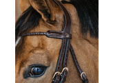 Braided round leather Browband  Brown  Cob D